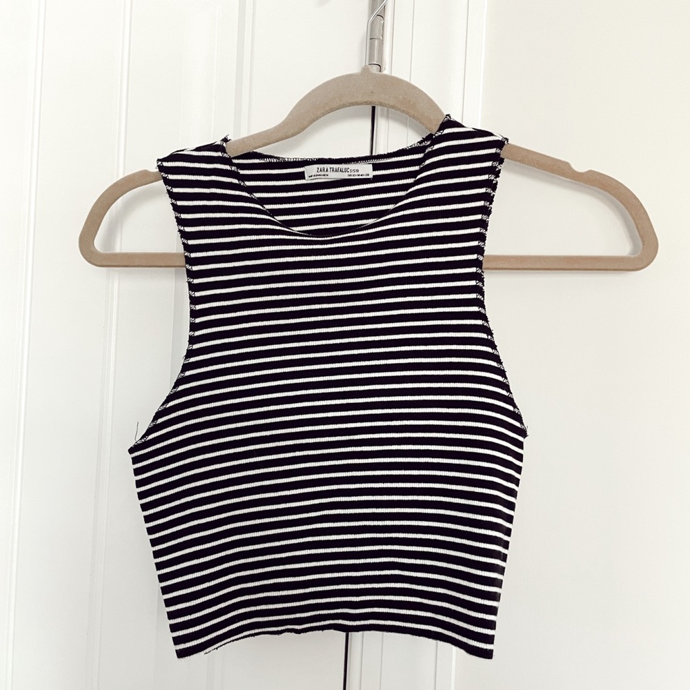 Zara tank top striped black and white